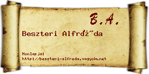 Beszteri Alfréda névjegykártya